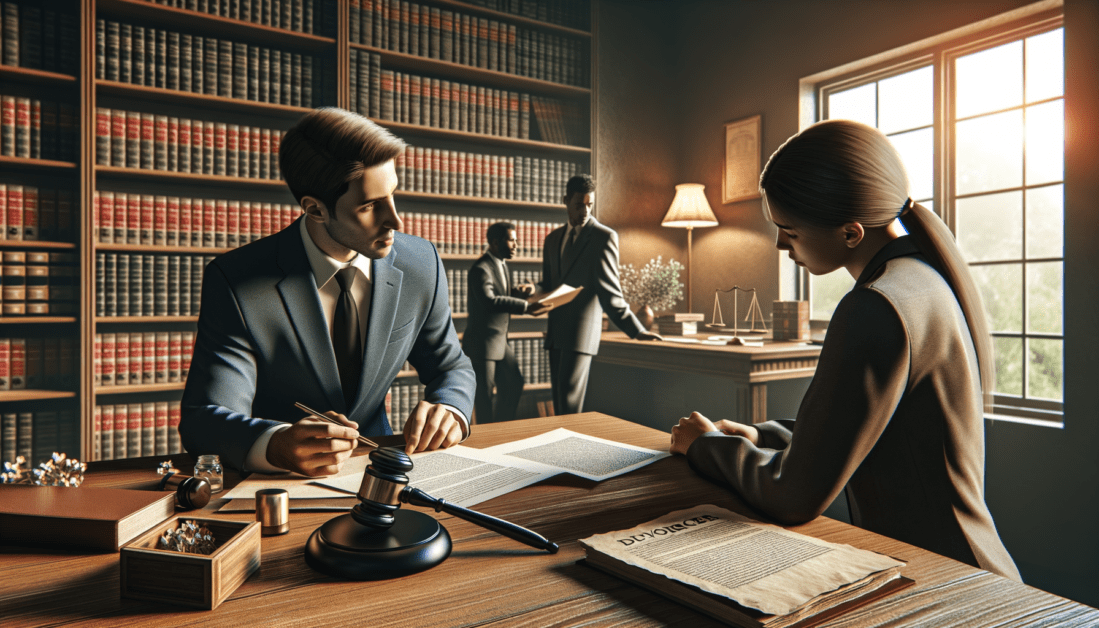 Couple arguing during contested divorce proceedings