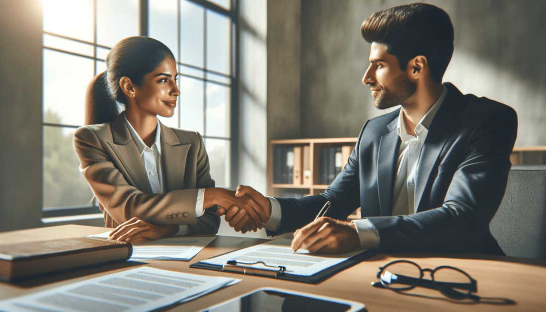Business partners shaking hands in agreement