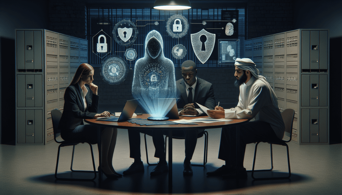 Digital security shield protecting personal data icons