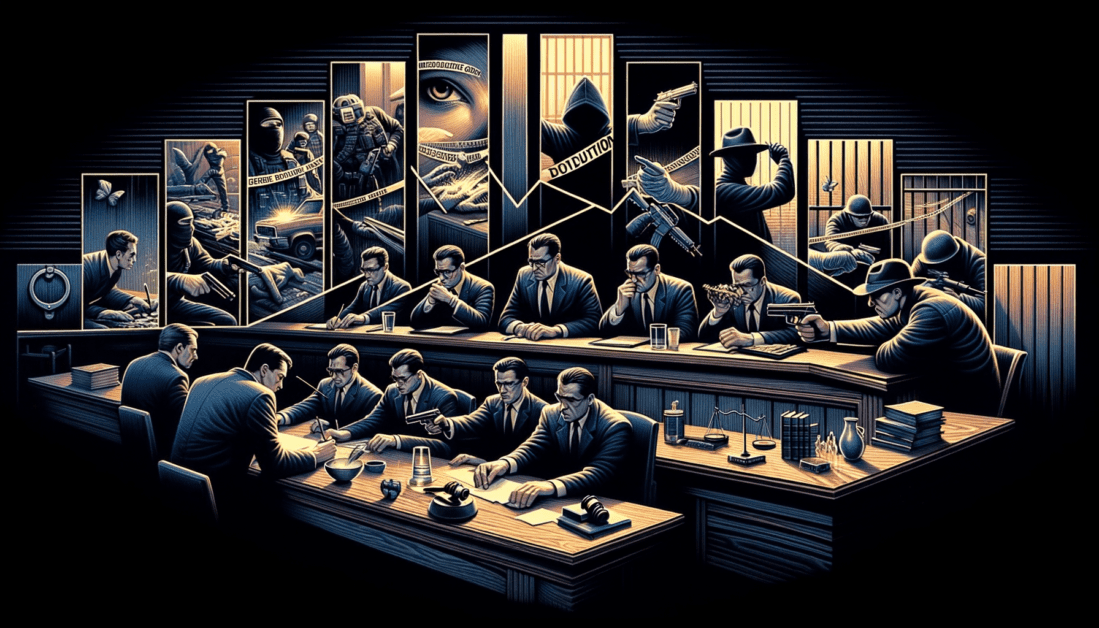 Crime control model timeline infographic