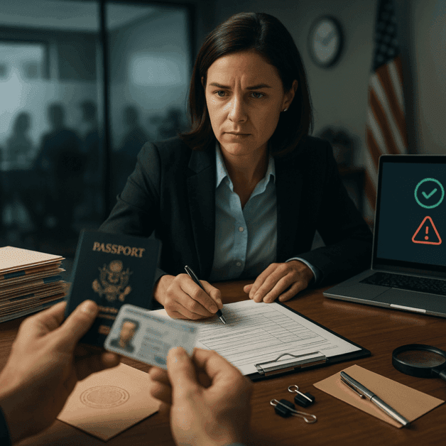 I-9 audit documents on an employer's desk