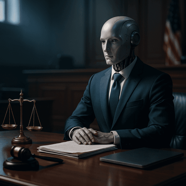 AI chatbot displaying legal advice on screen